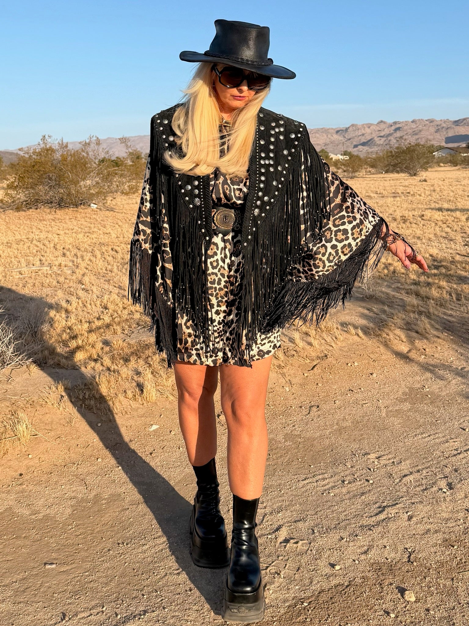 Sam - Animal Print Fringed