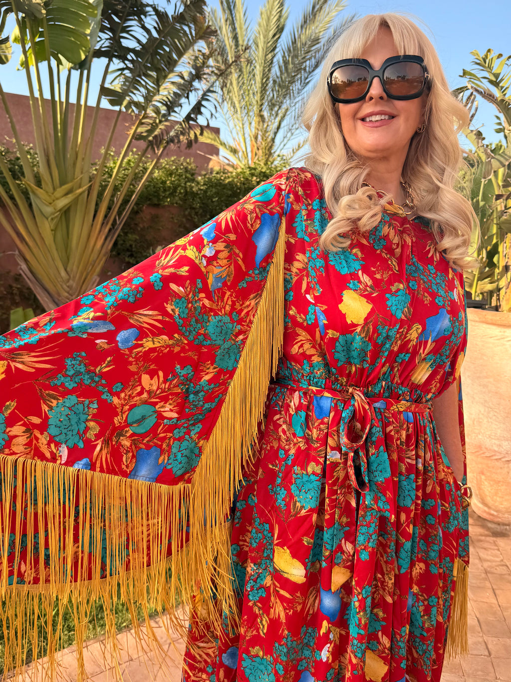 Chloe - Red & Teal Floral