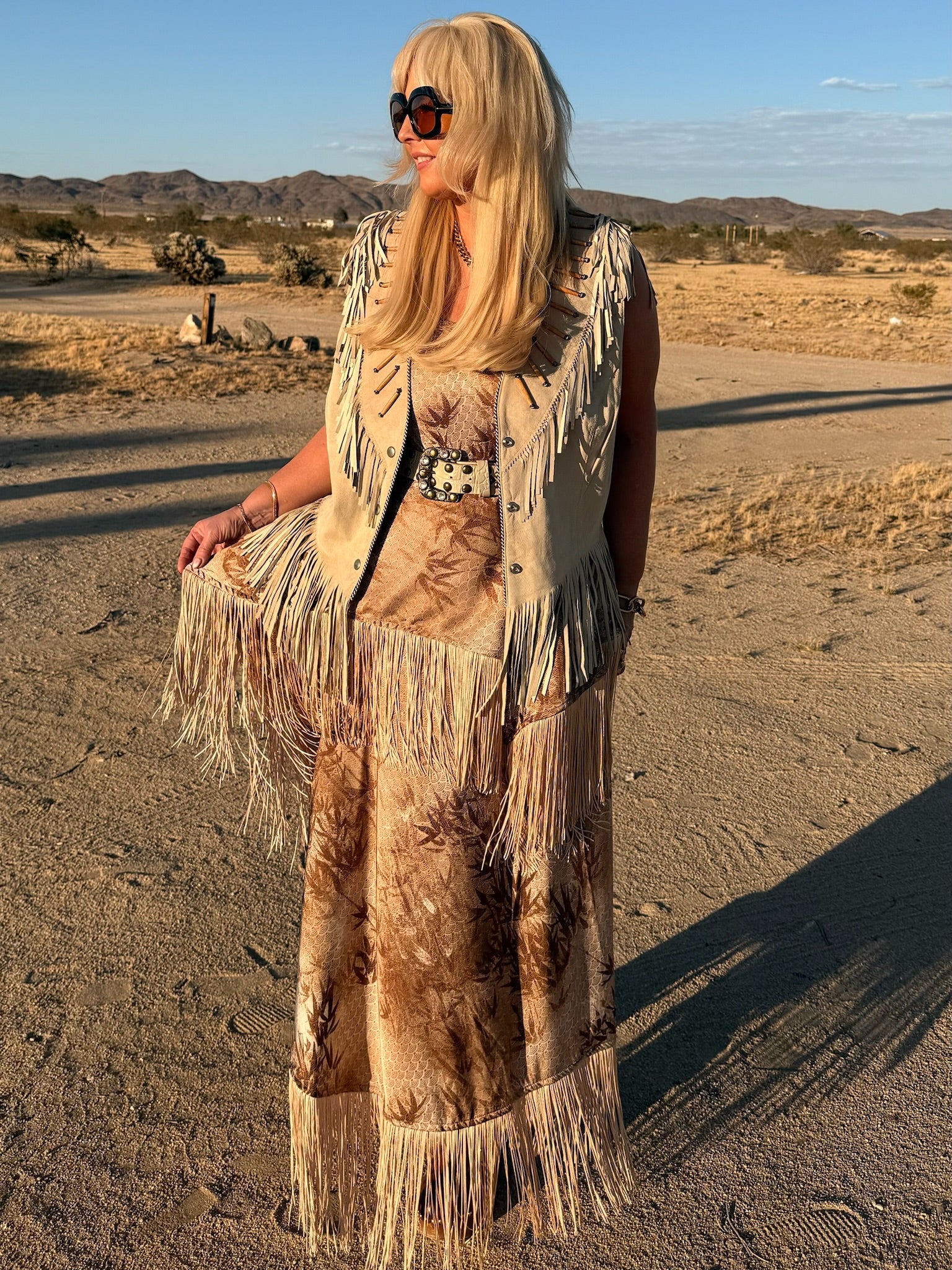 Spencer - Mocha Bamboo with Gold Fringe Set