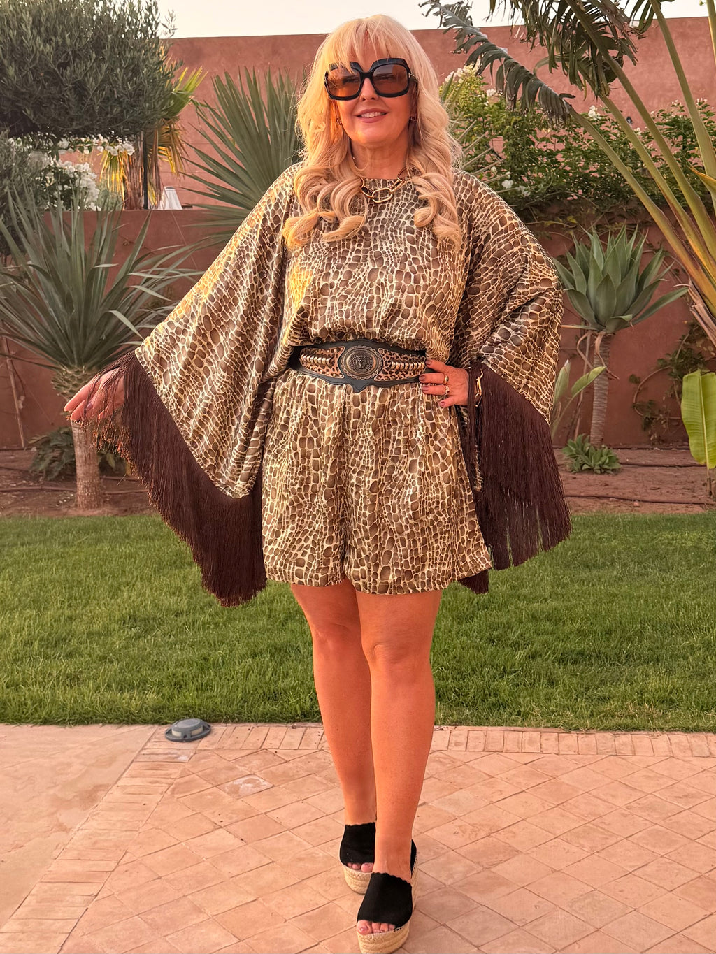 Vintage - Olive Mocha 70s Croc Sam Playsuit