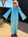 Vintage 1970s Turquoise Silver Kaftan