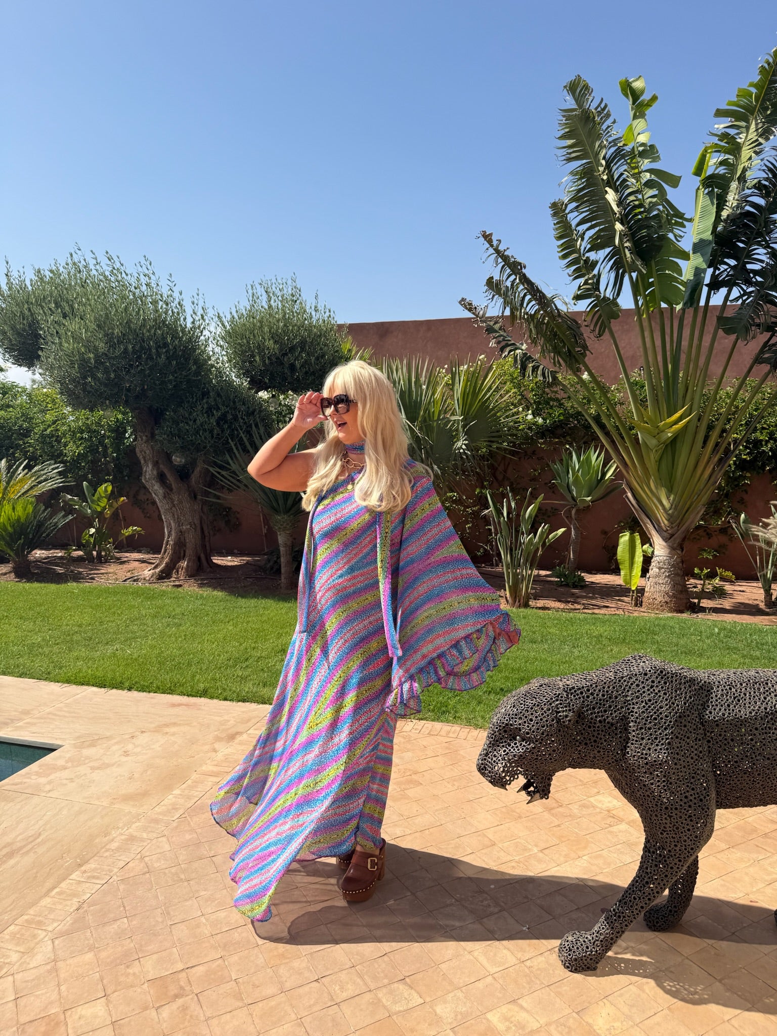 Stevie - Sherbet Multi Strip One Shoulder