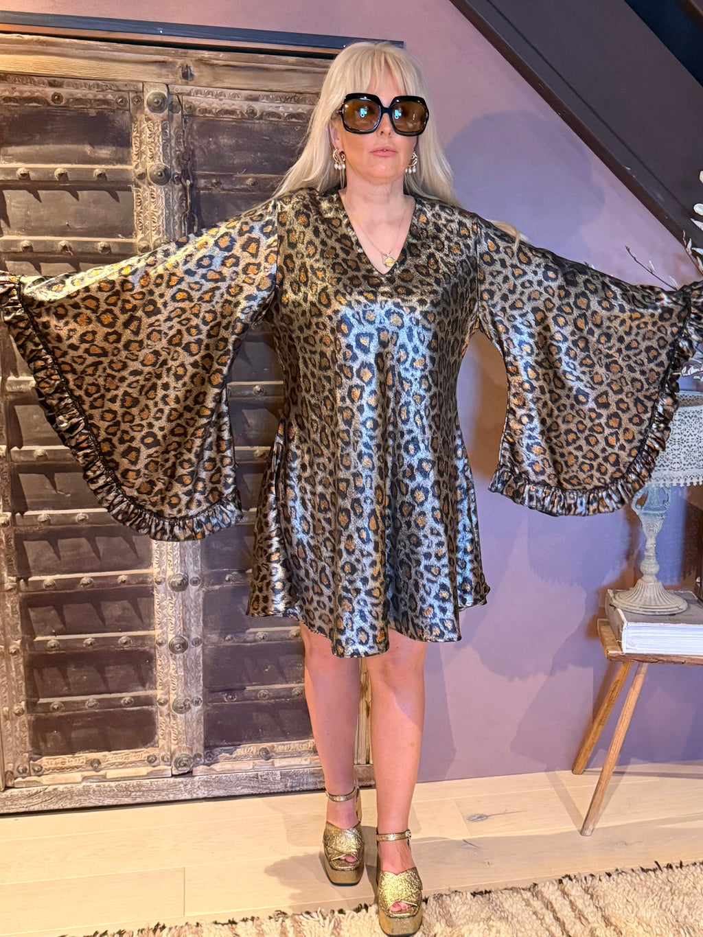 Short Stevie — Gilded Metallic Leopard