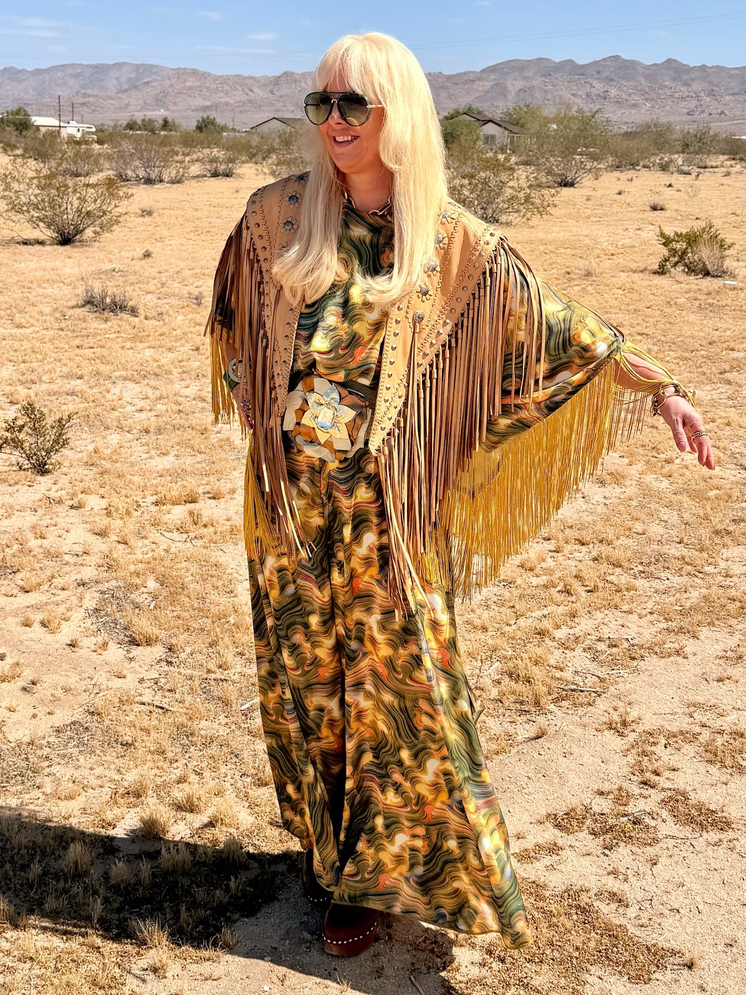 Salma - Yellow & Green Golden Swirl