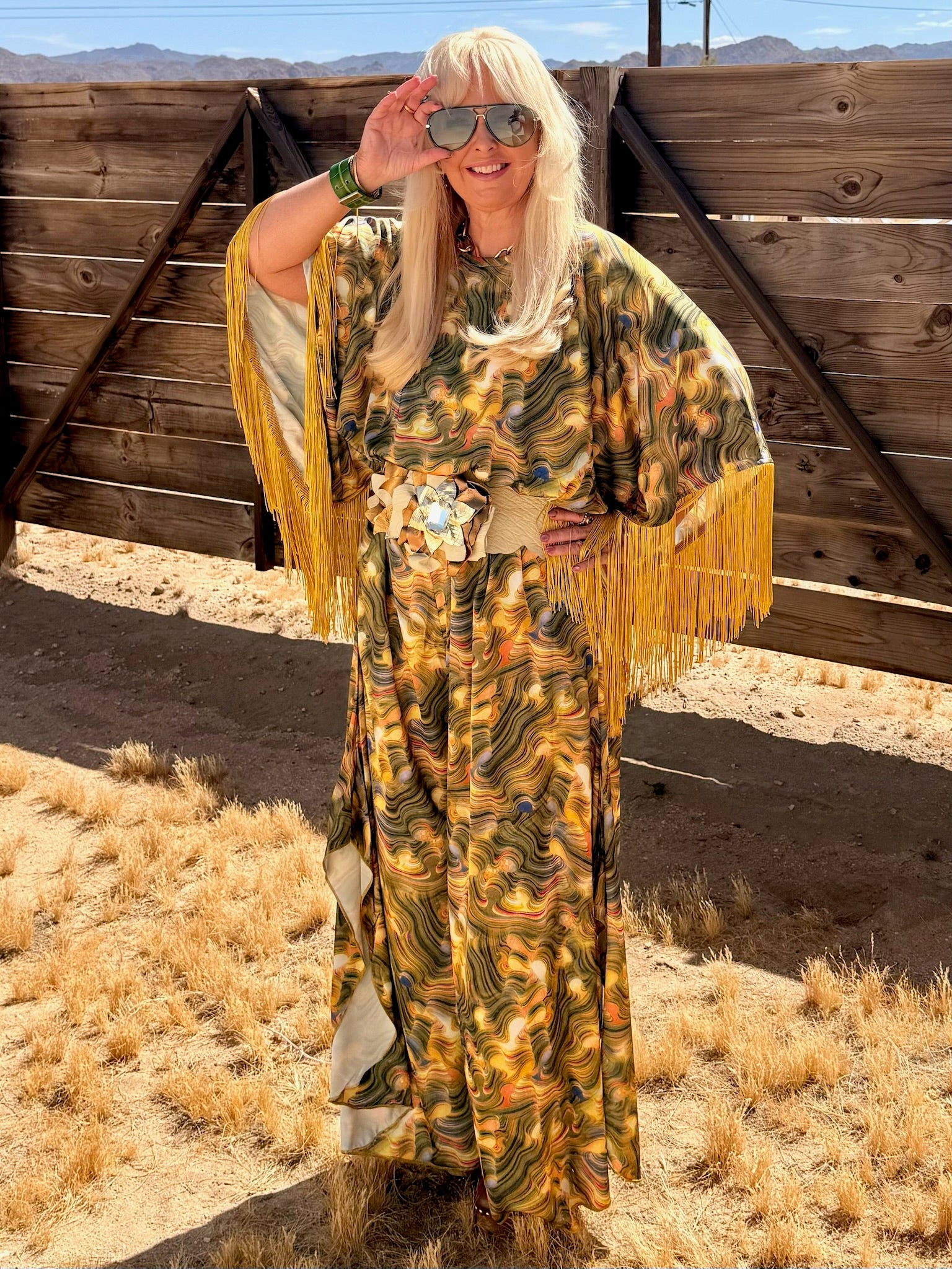 Salma - Yellow & Green Golden Swirl