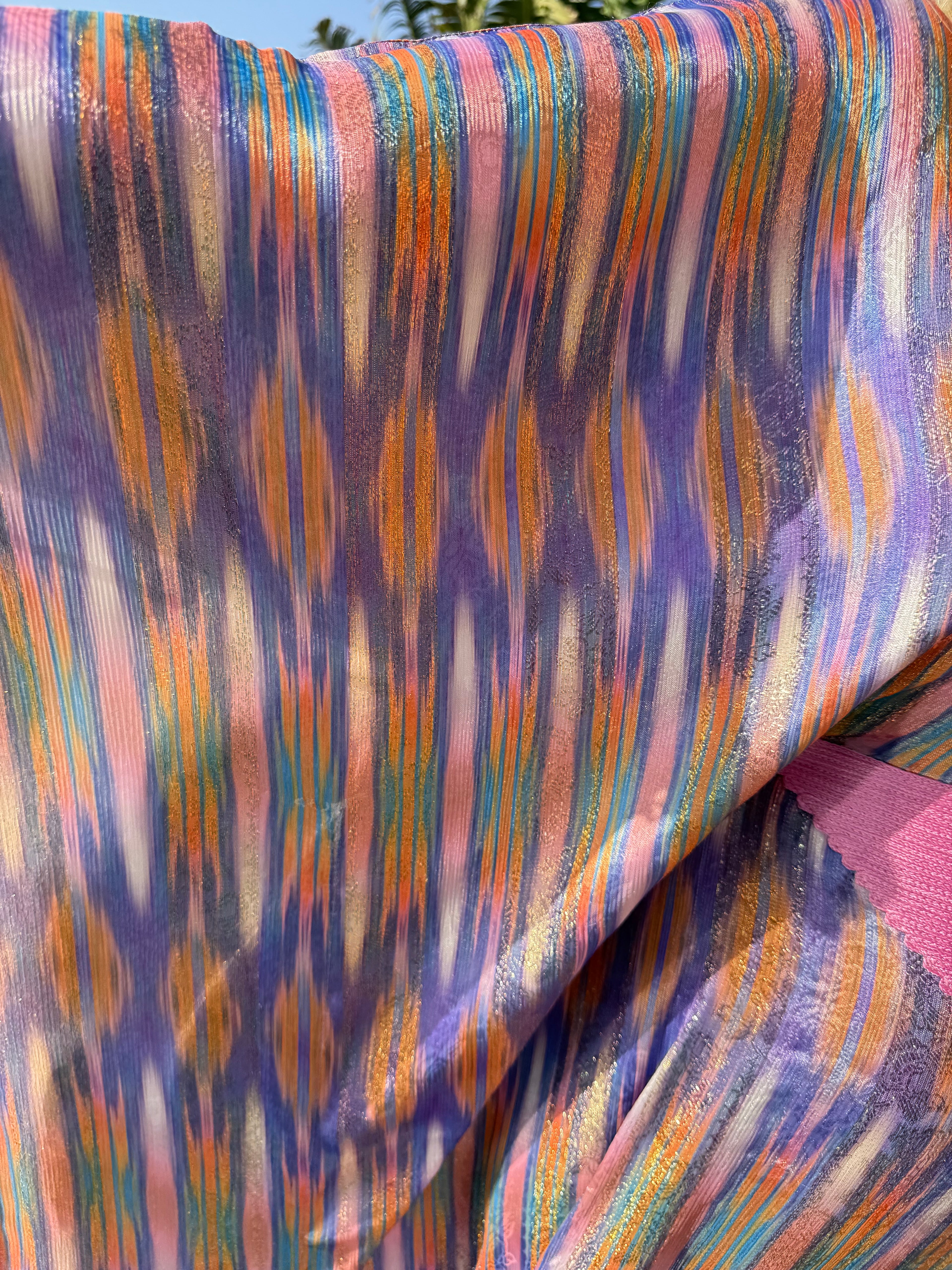 Kaftan - Ikat-inspired Vertical Flame/Feather Print