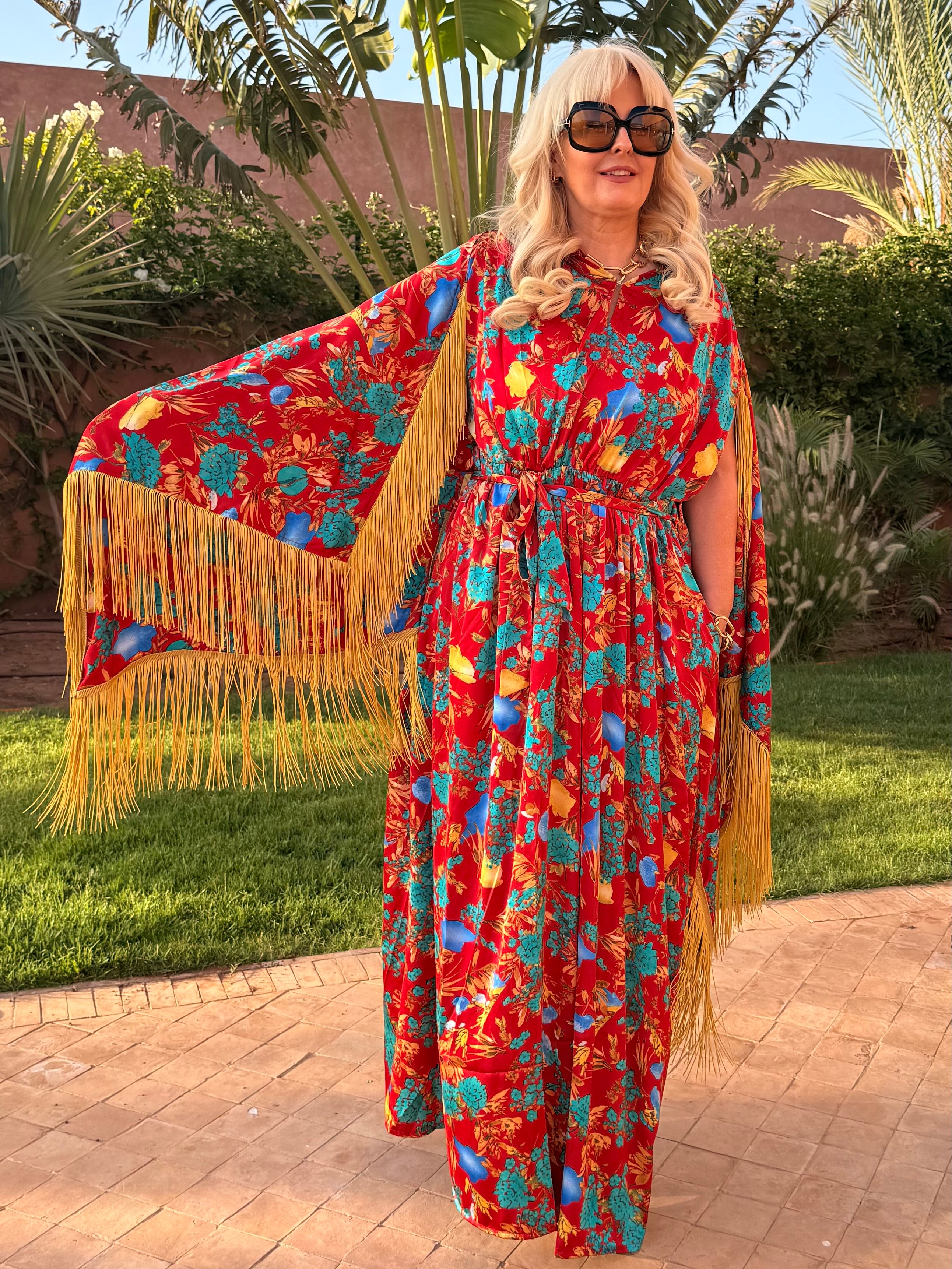 Chloe - Red & Teal Floral