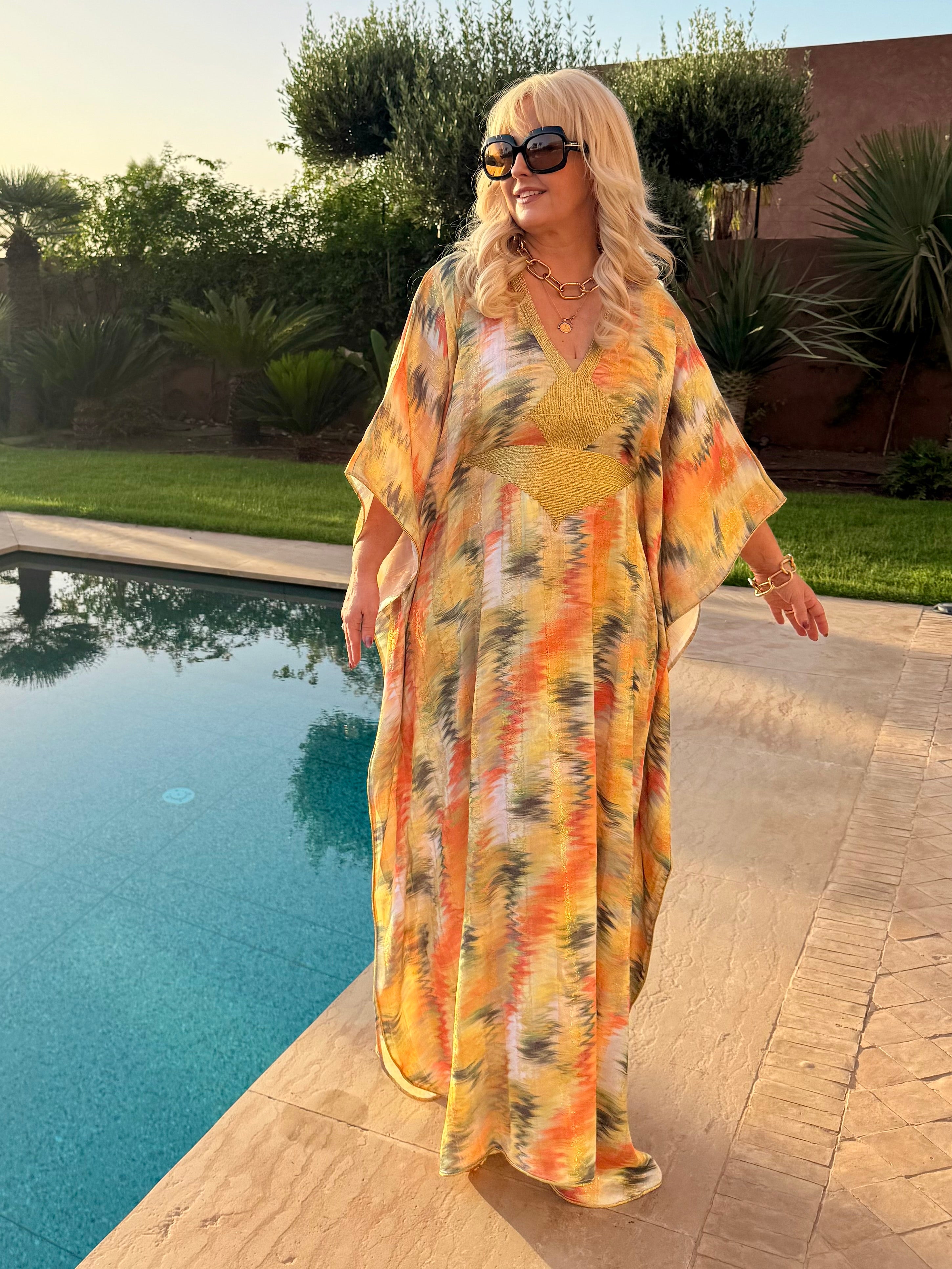 Kaftan - Sunset Gold Ikat Maxi K