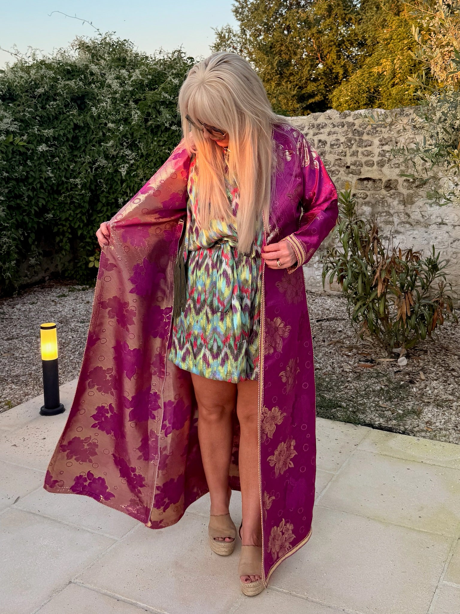 Vintage 1970s Purple And Gold Brocade Kimono Jacket