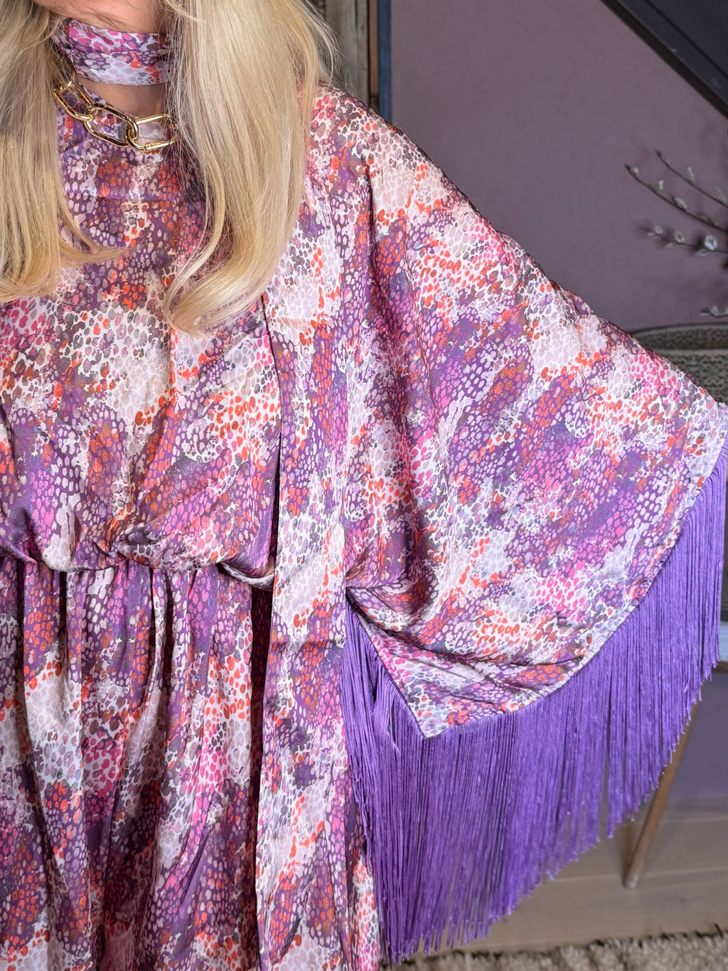 Sam - Purple Snakeskin With Purple Fringe