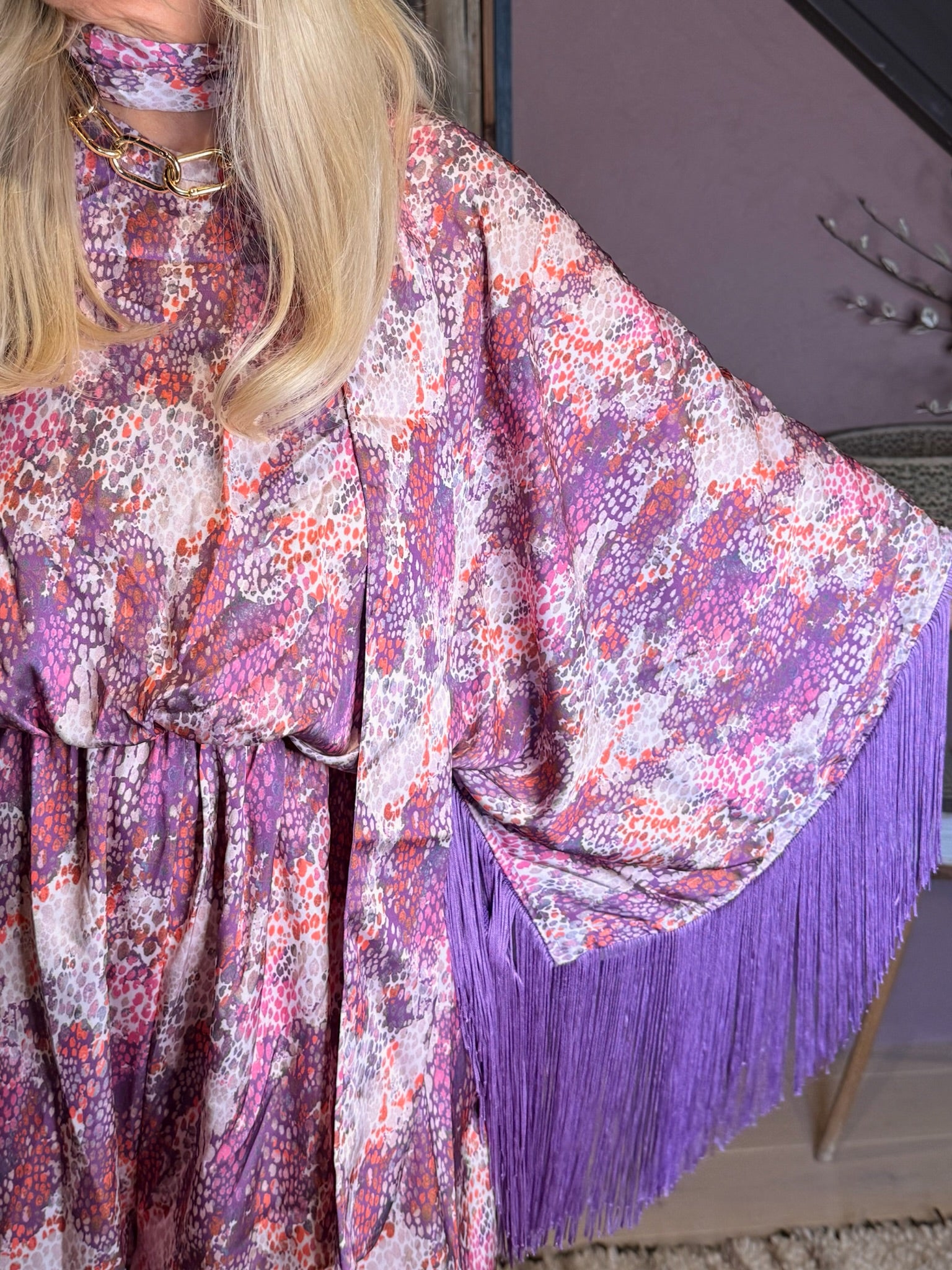 Sam - Purple Snakeskin With Purple Fringe