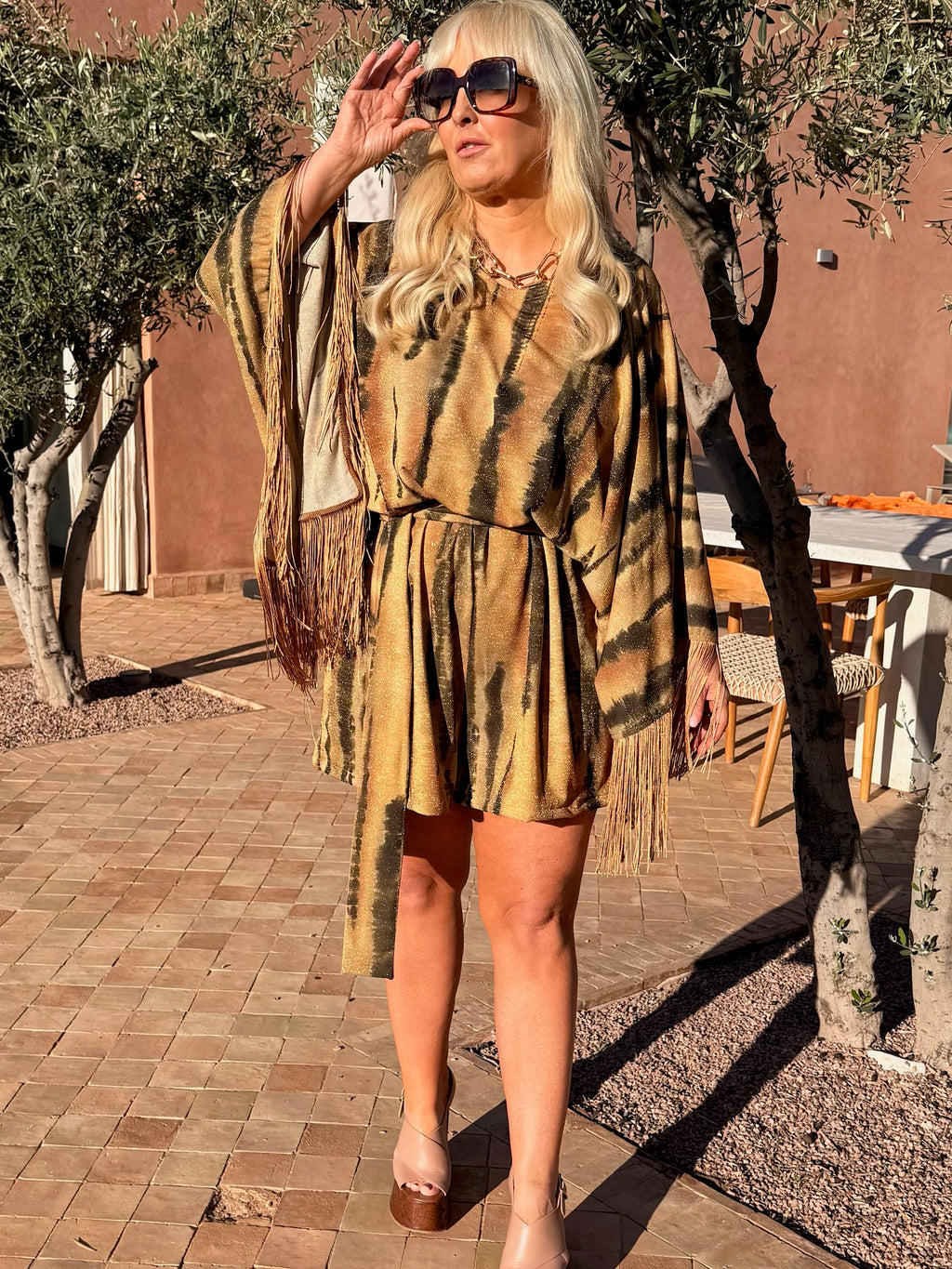 Sam - Lurex Gold Desert Stripe Fringe