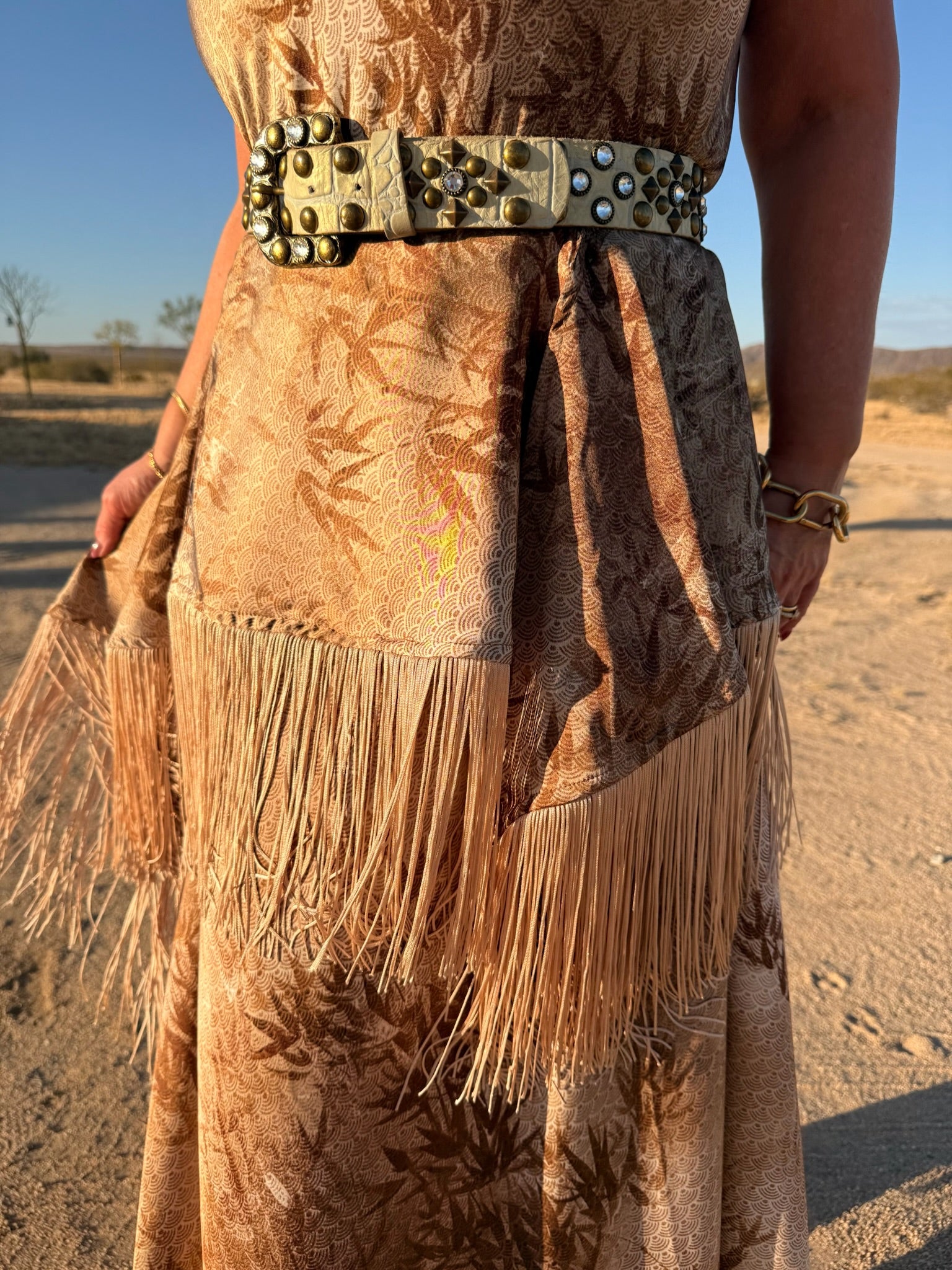 Spencer - Mocha Bamboo with Gold Fringe Set