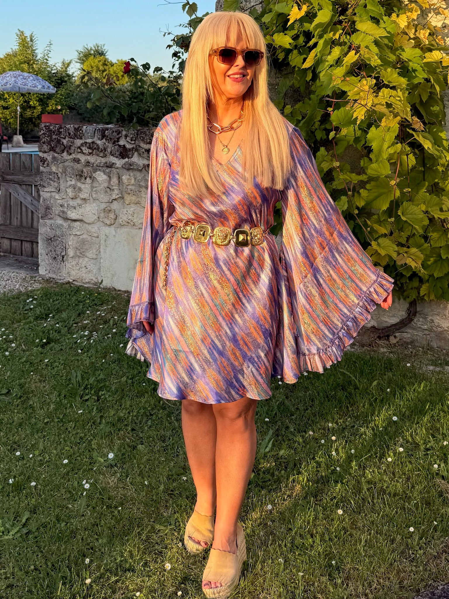 Short Stevie - Brushstroke Lilac with Gold