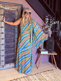 Stevie - Cirtrus & Turquoise Sherbet Multi Strip One Shoulder