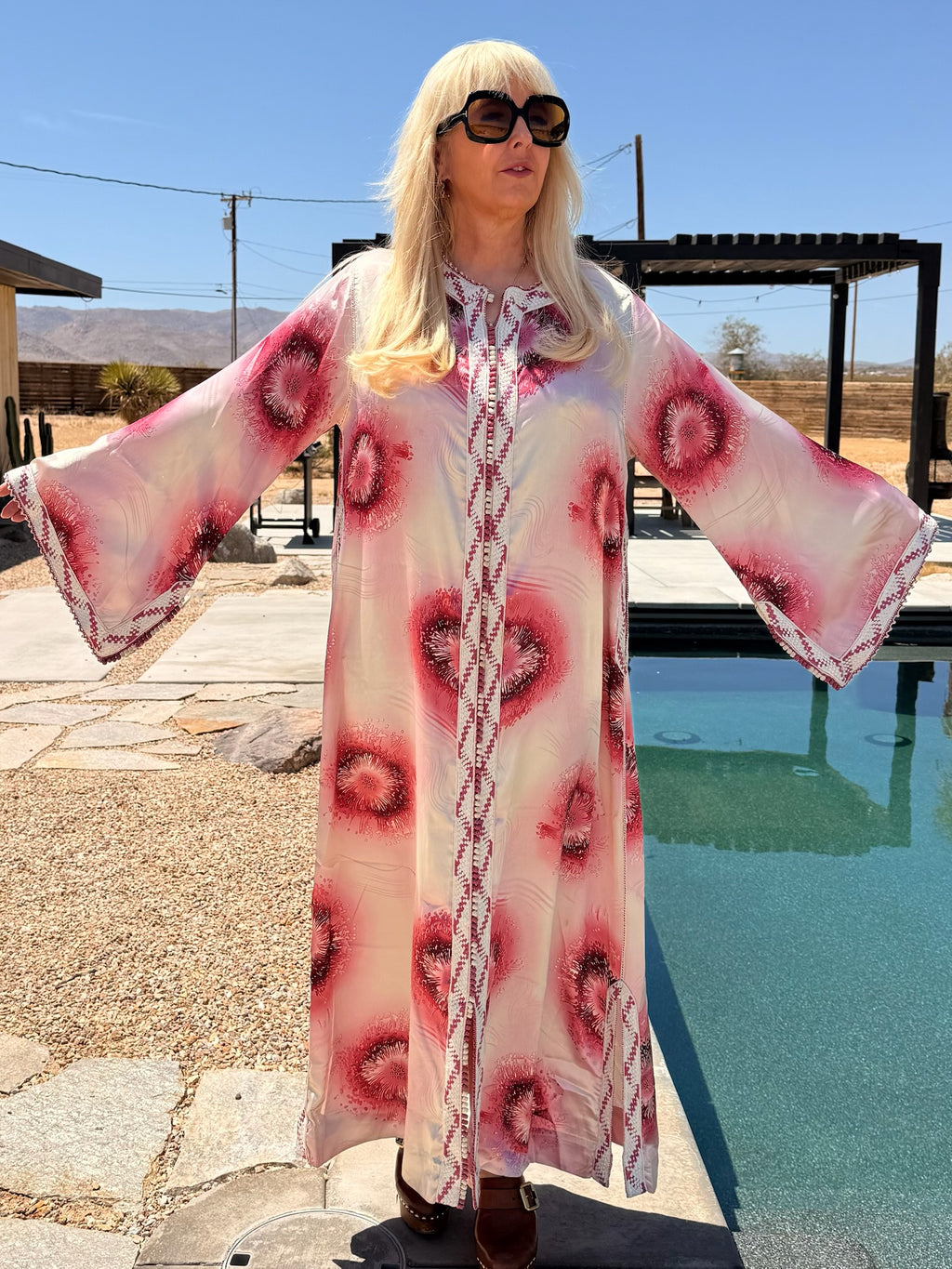 Vintage 1970s Pink Burst Kaftan