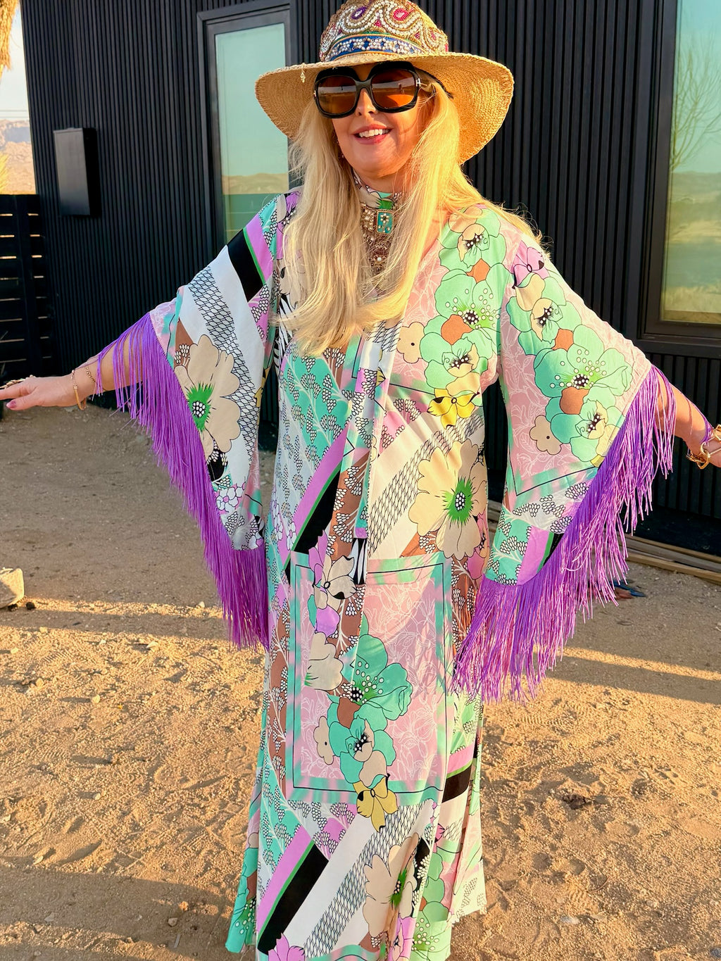 Stevie - Pastel Multi Print Fringed