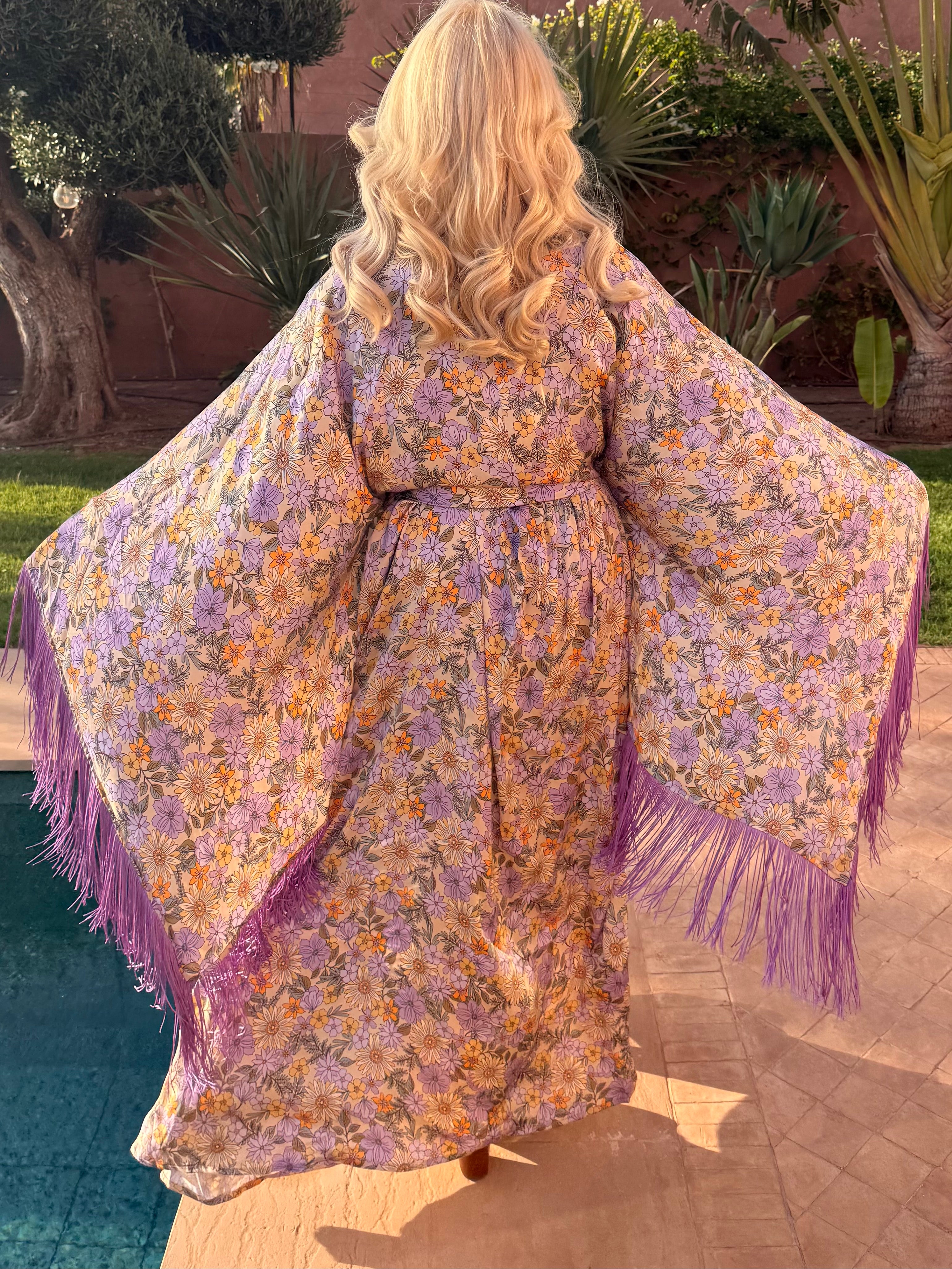 Chloe - Daisy & Chrysanthemum Bloom Soft Lilac Multi Print