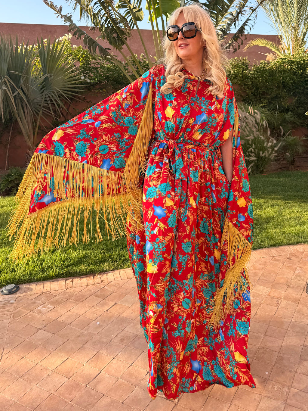 Chloe - Red & Teal Floral