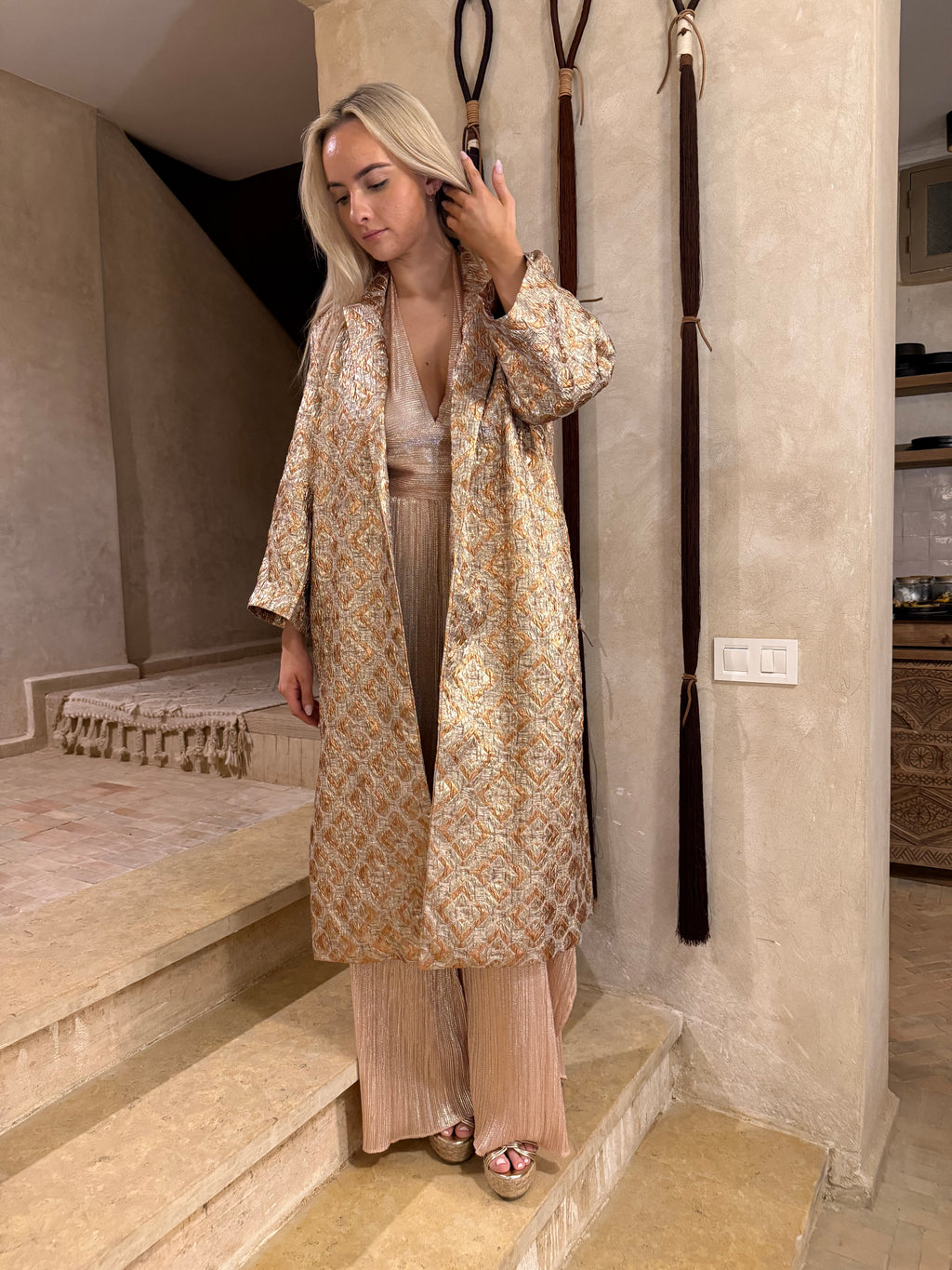 Bronze Metallic Jacquard Janket Jacket
