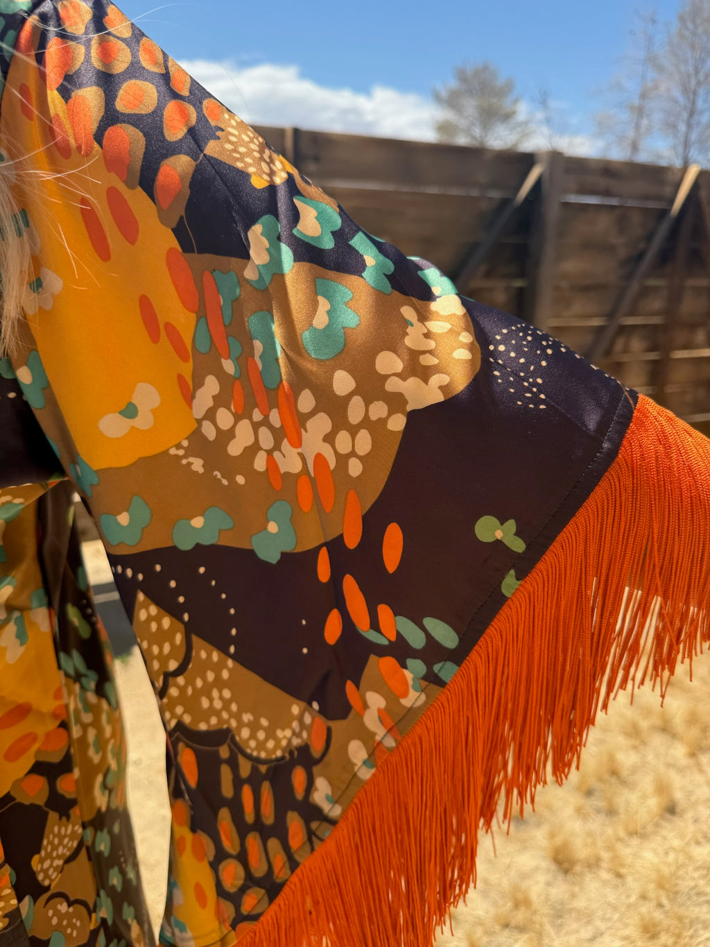Stevie – Japanese Landscape with Orange Fringe