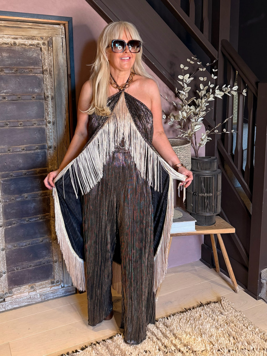 Lamond - Bronze Metallic With Cream Fringe