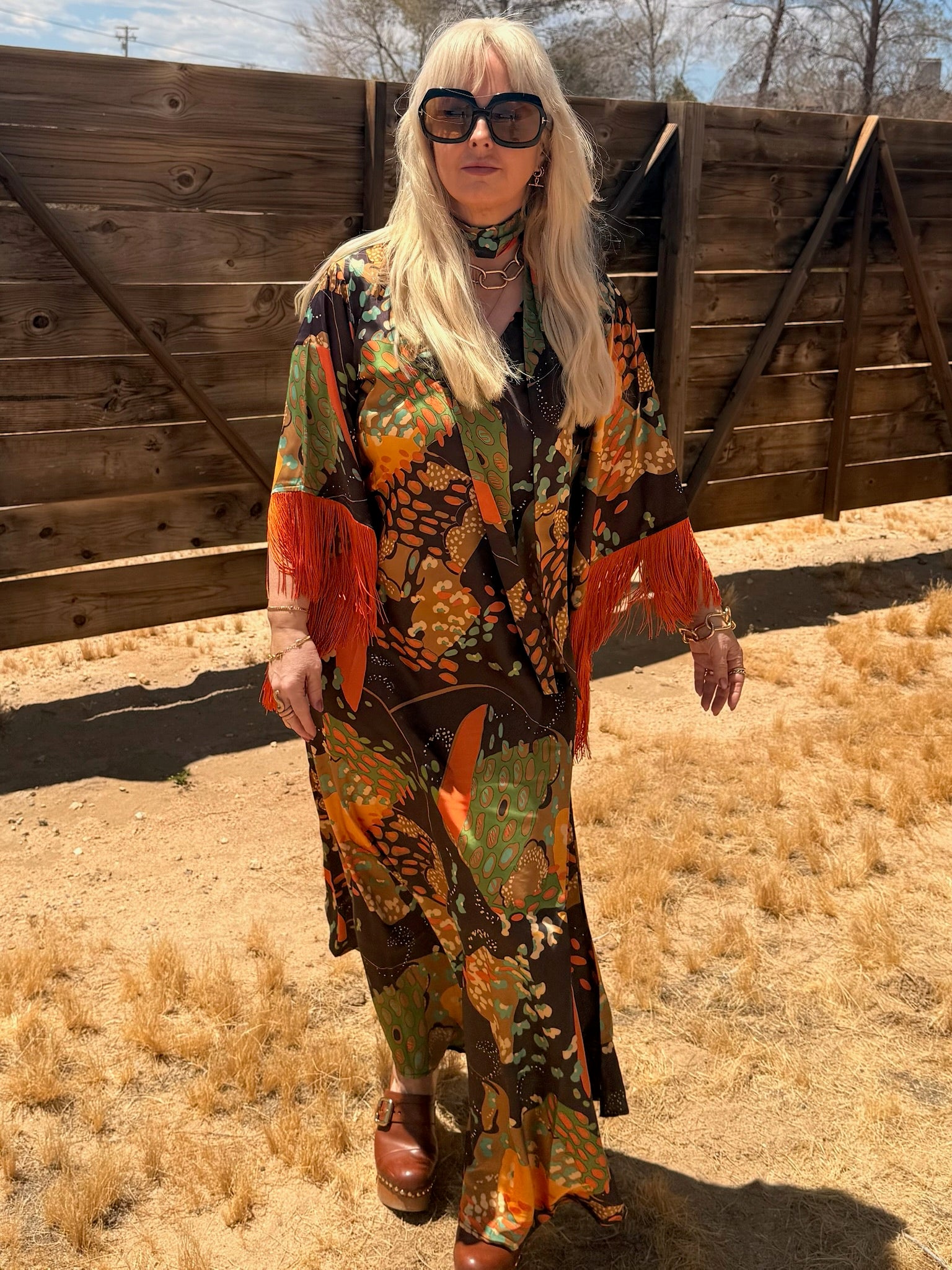 Stevie – Japanese Landscape with Orange Fringe
