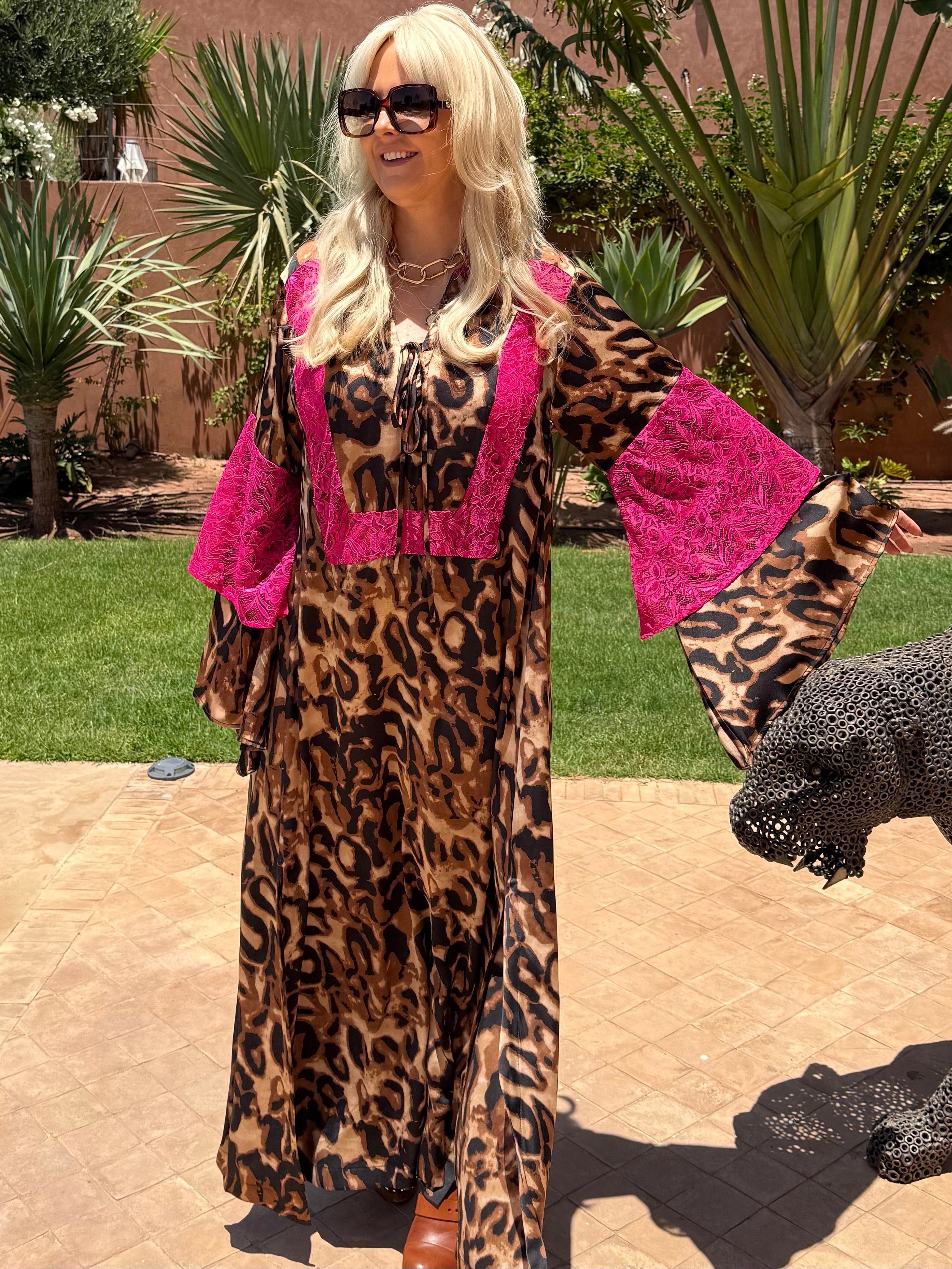 Dora - Pink Animal Print With Neon Lace