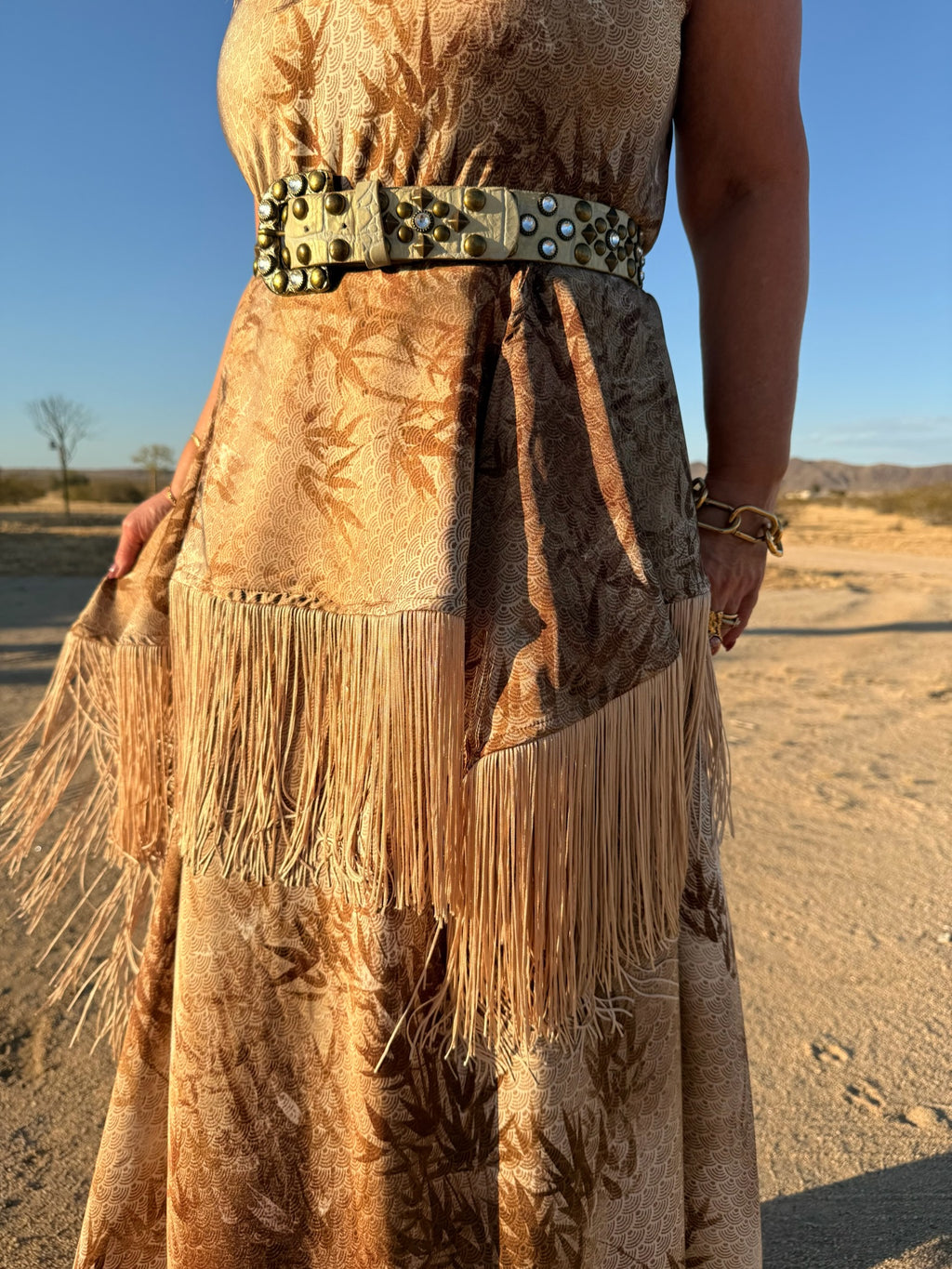 Spencer - Mocha Bamboo with Gold Fringe Set