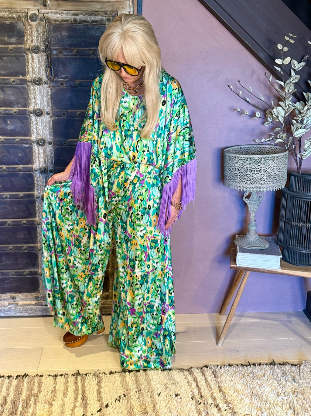 Salma Jumpsuit — Jade Lilac Aztec