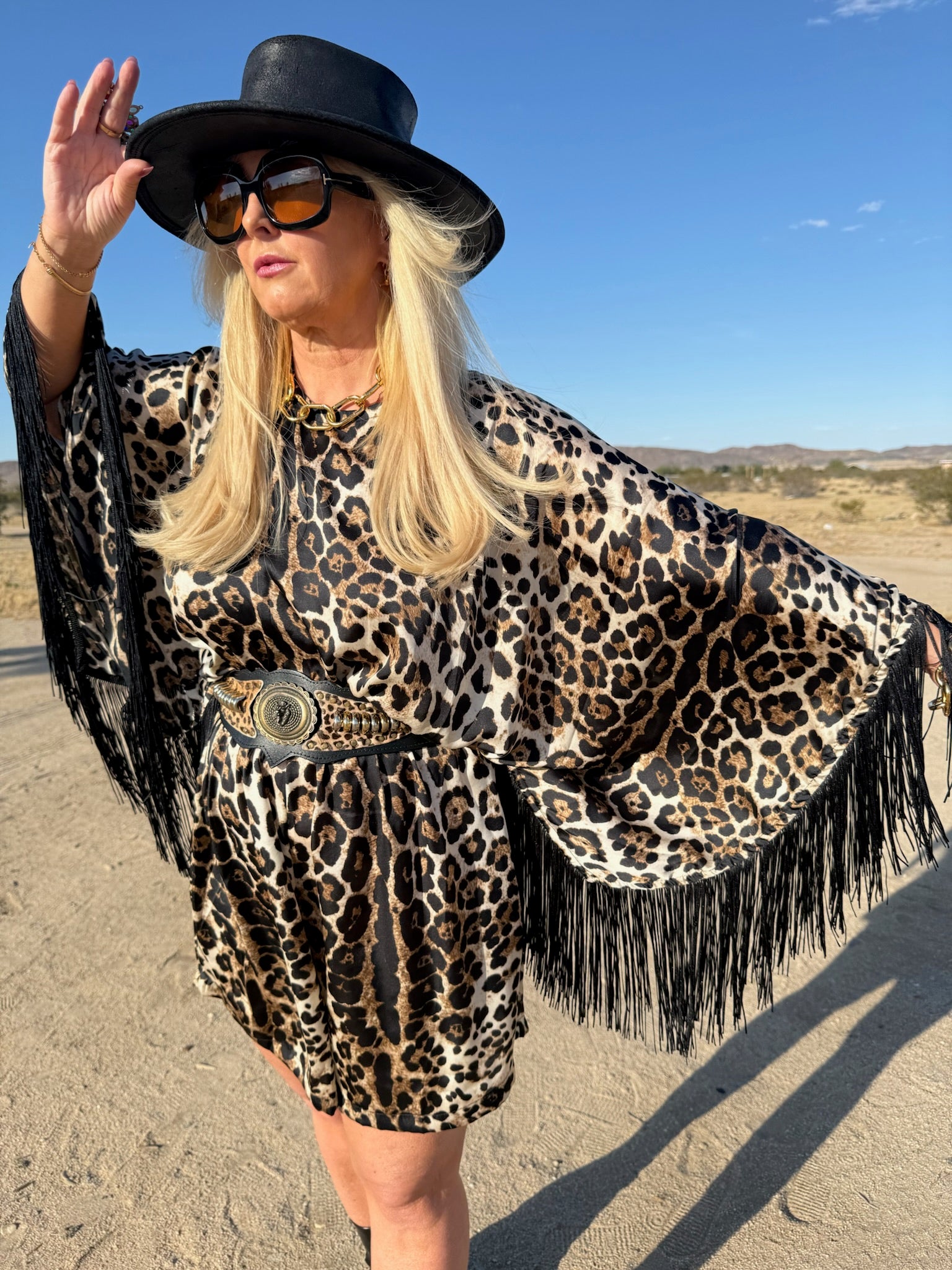 Sam - Animal Print Fringed