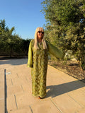 Vintage Beaded Olive Metallic with Gold Kaftan