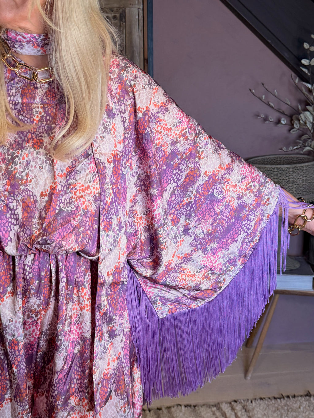 Sam - Purple Snakeskin With Purple Fringe