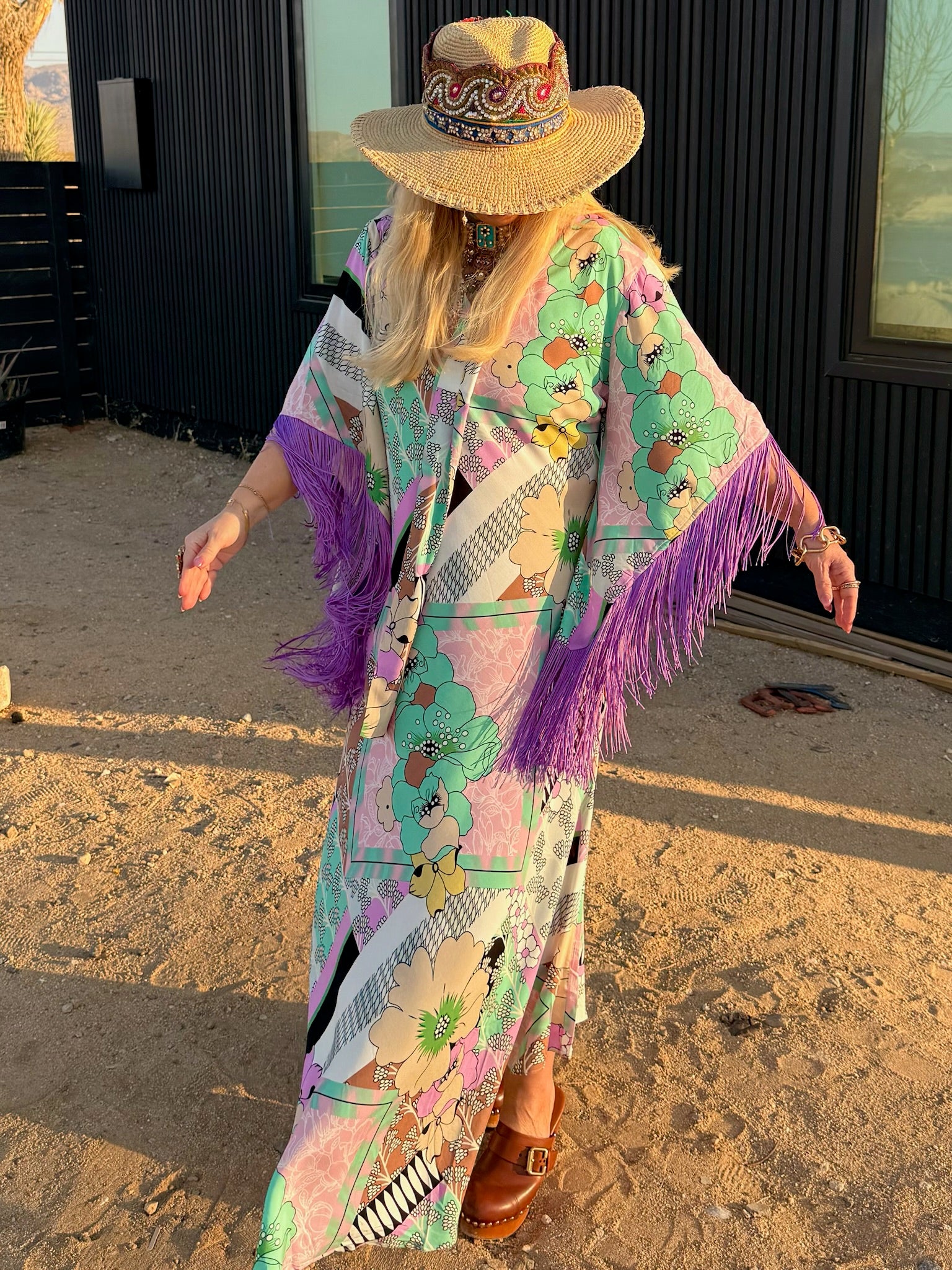 Stevie - Pastel Multi Print Fringed