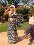 Stevie –  Monochrome Metallic Animal Print One Shoulder