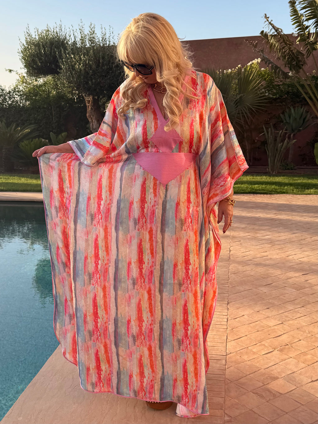 Kaftan - Pink Brushstroke Maxi