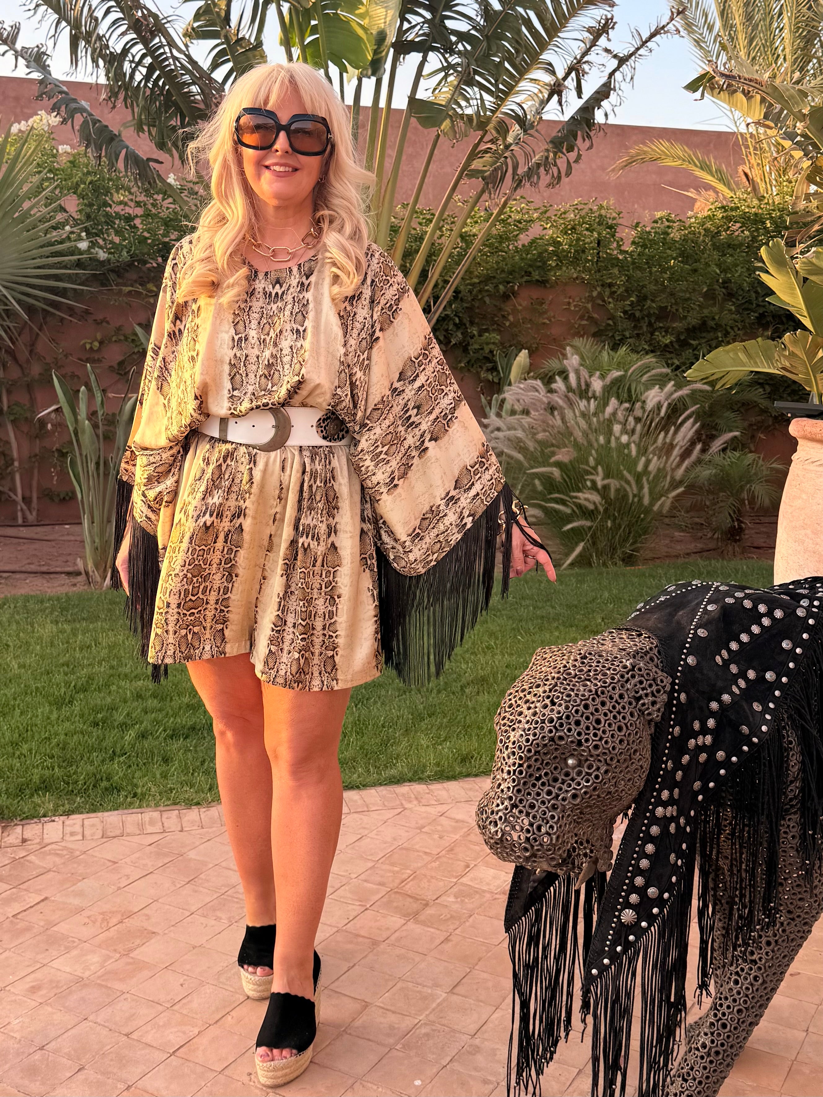Sam Snake print Playsuit Jane’s Coachella outfit