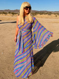 Stevie - Sherbet Multi Strip One Shoulder