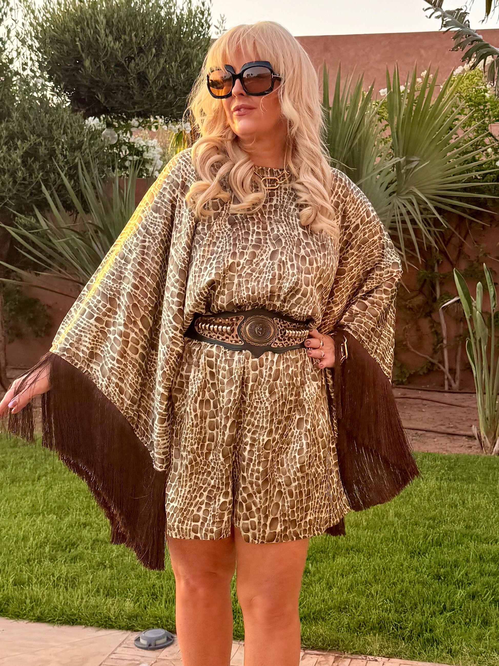 Vintage - Olive Mocha 70s Croc Sam Playsuit