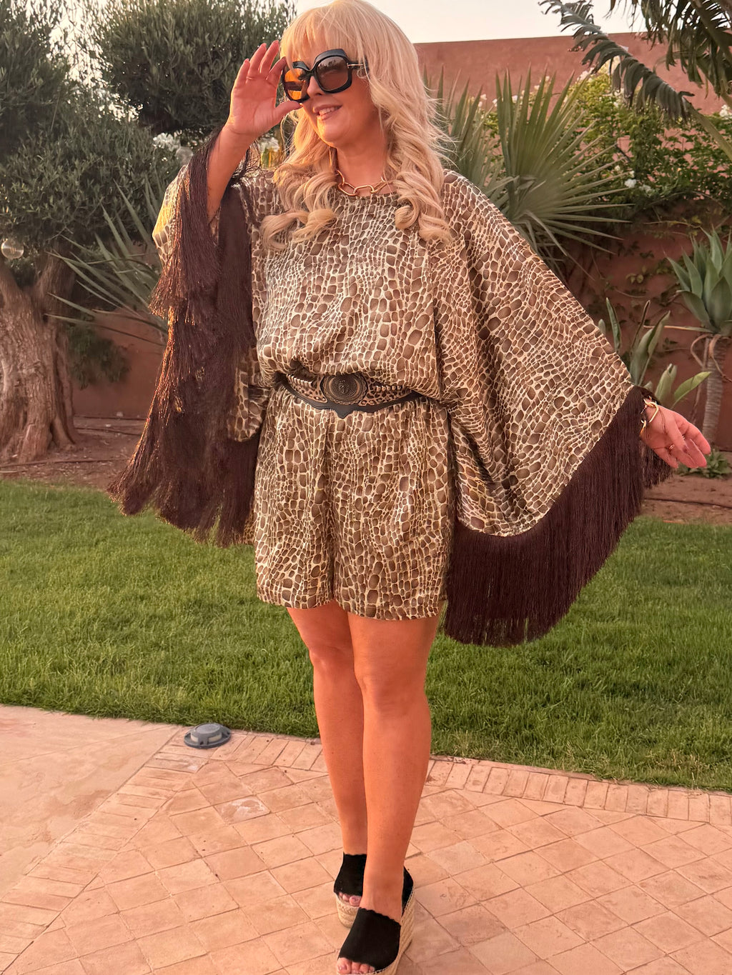 Vintage - Olive Mocha 70s Croc Sam Playsuit