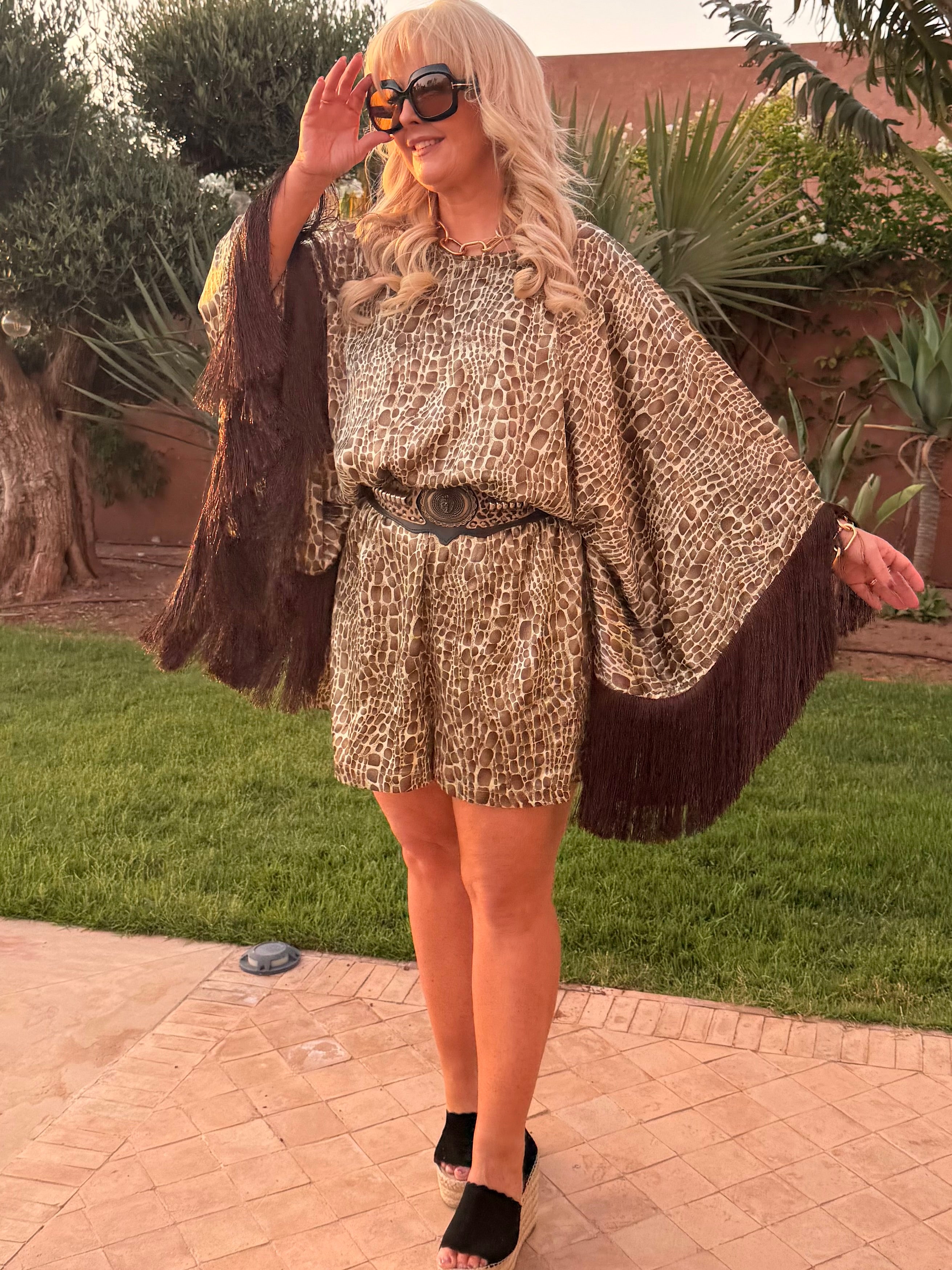 Vintage - Olive Mocha 70s Croc Sam Playsuit