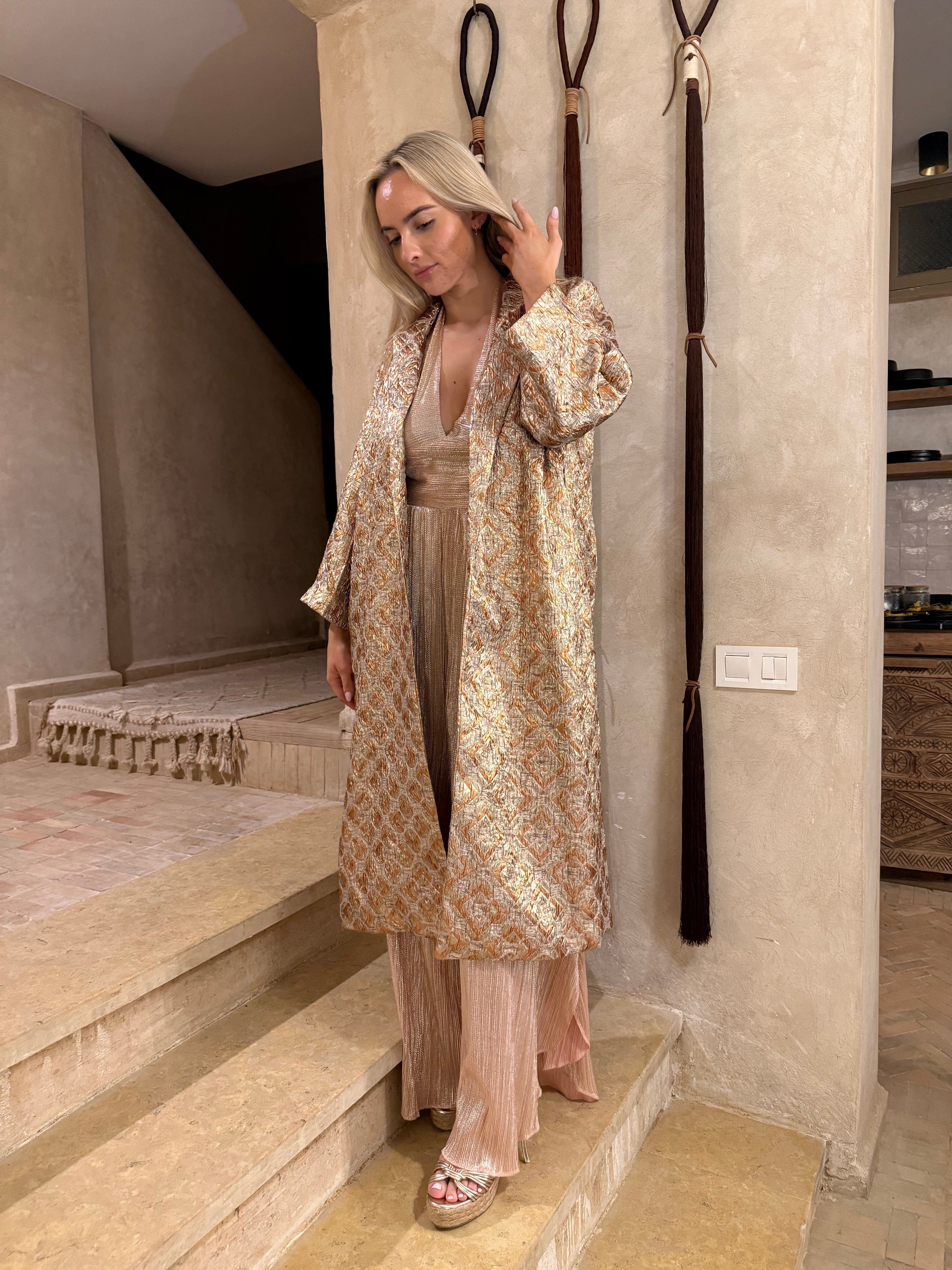 Bronze Metallic Jacquard Janket Jacket