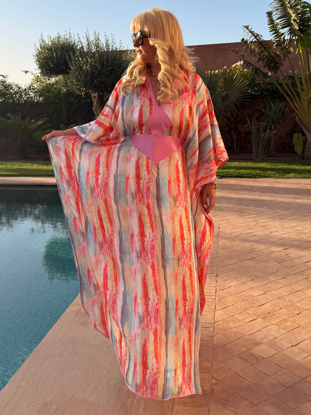 Kaftan - Pink Brushstroke Maxi