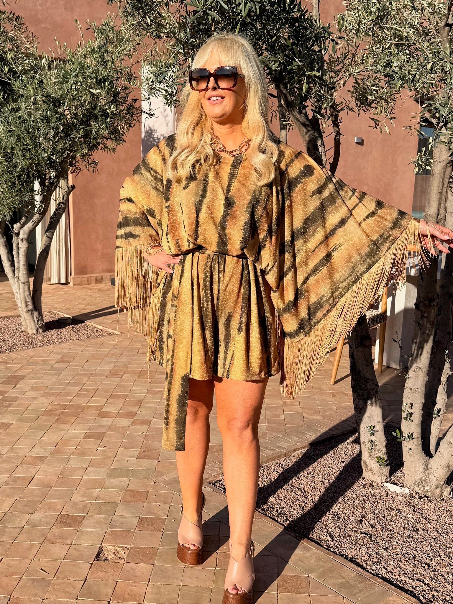 Sam - Lurex Gold Desert Stripe Fringe