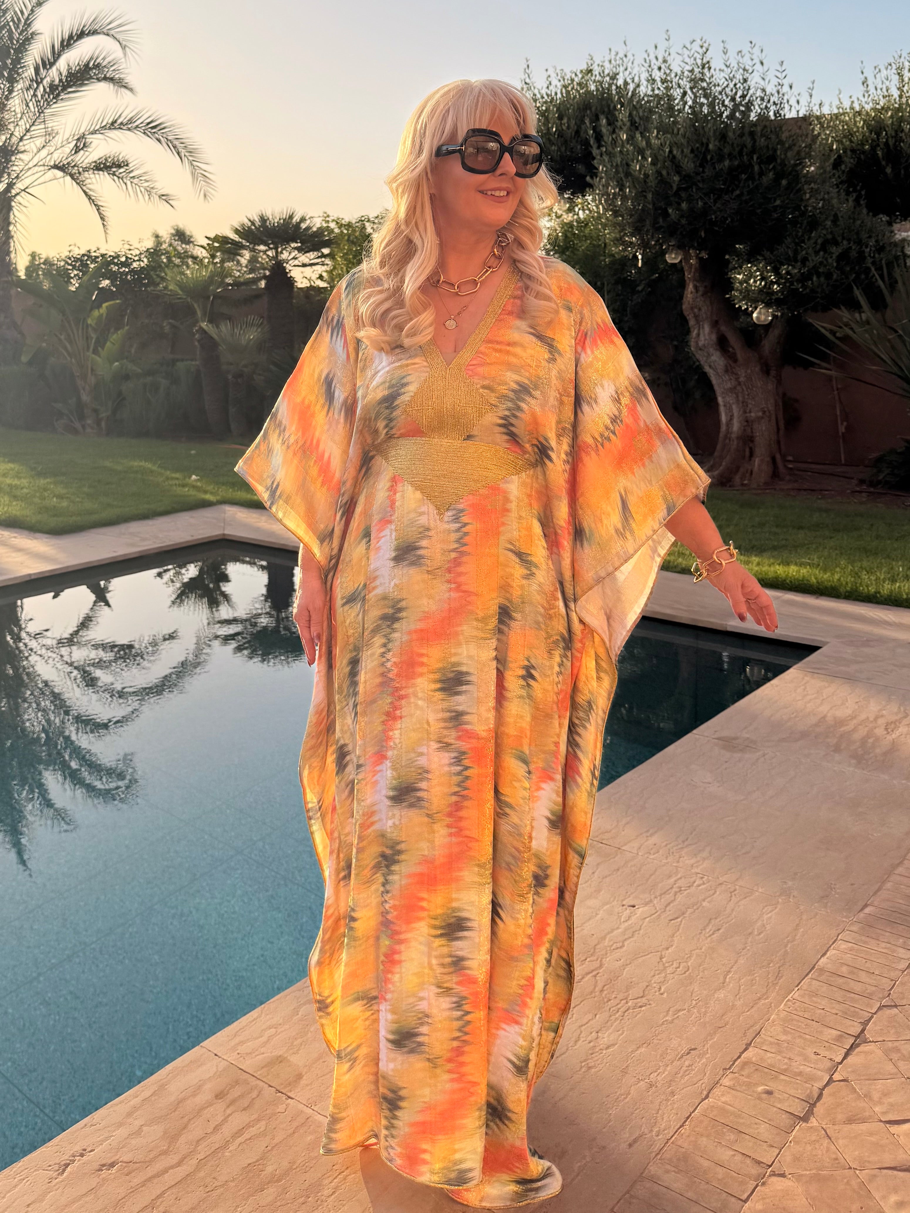 Kaftan - Sunset Gold Ikat Maxi K