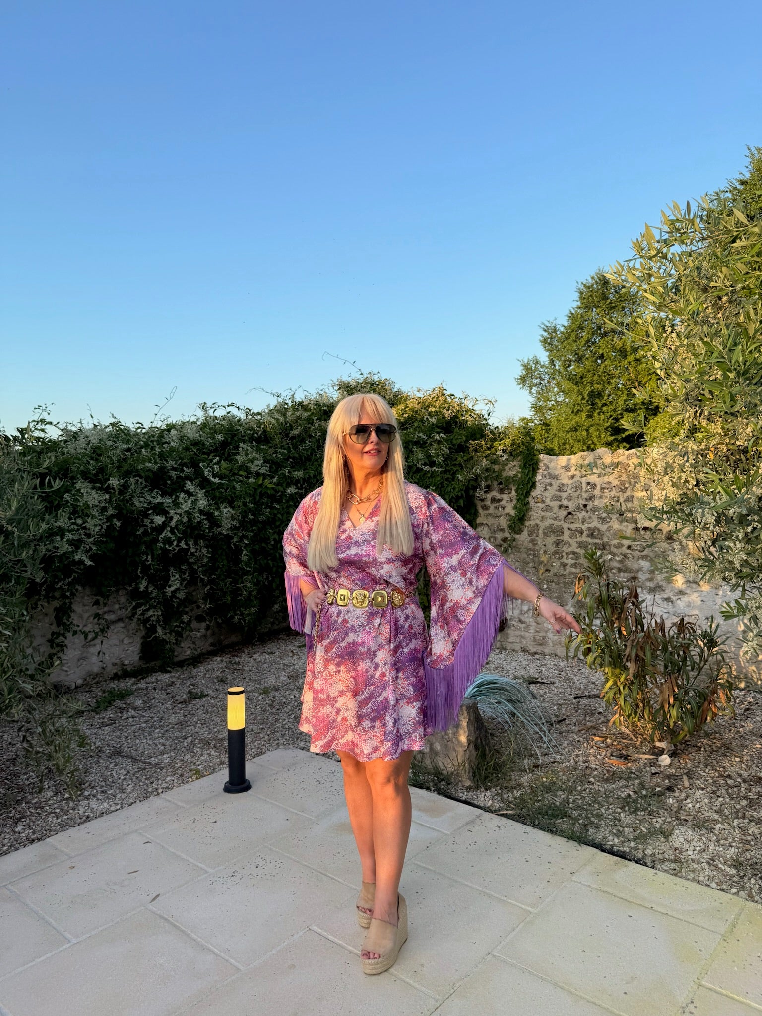 Short Stevie – Lilac Leopard Print With Fringe