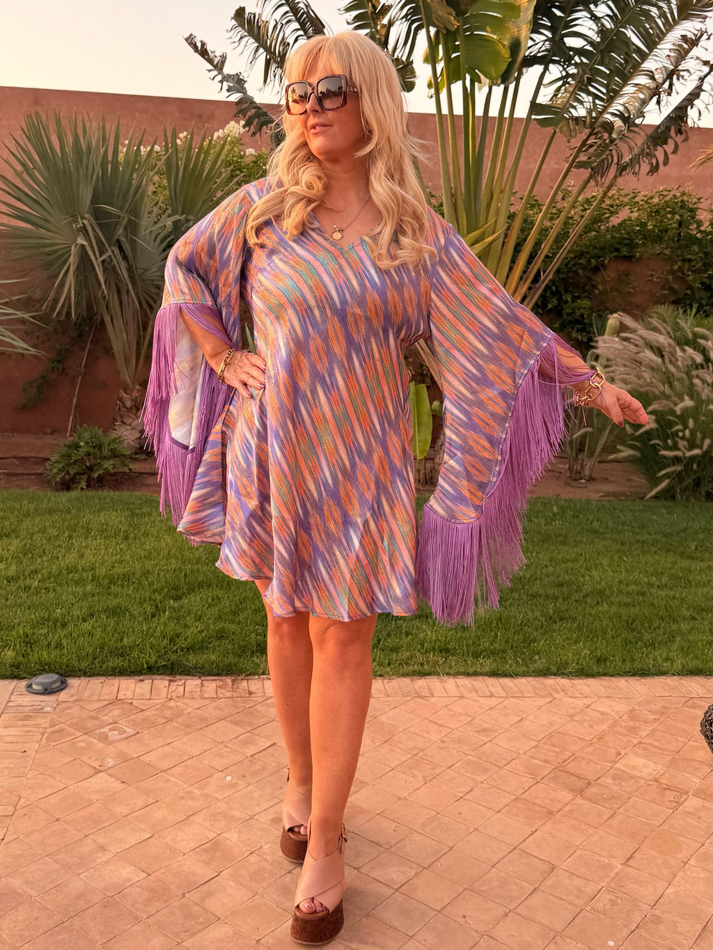 Short Stevie - Brushstroke Lilac with Purple Fringe