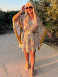 Short Stevie – Multi Print Metallic Gold With Fringe