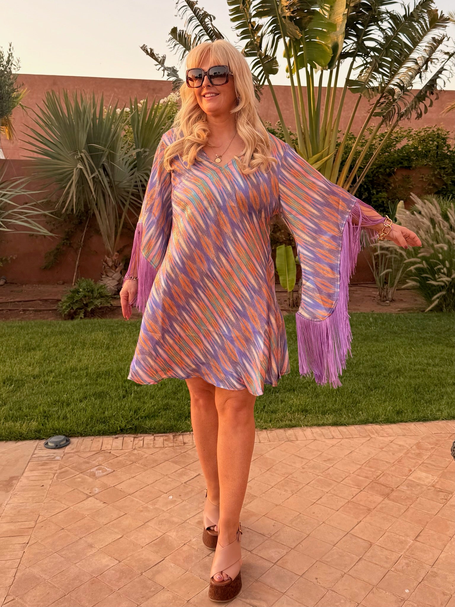 Short Stevie - Brushstroke Lilac with Purple Fringe