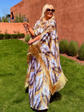 Chloe – Wild Brushstroke With Gold Fringe